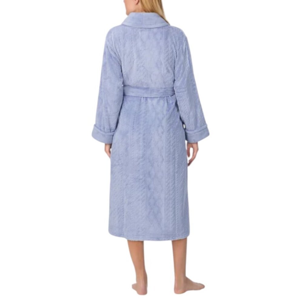 NWOT Room Service Cable Texture Plush Robe | Blue - Picture 4 of 8